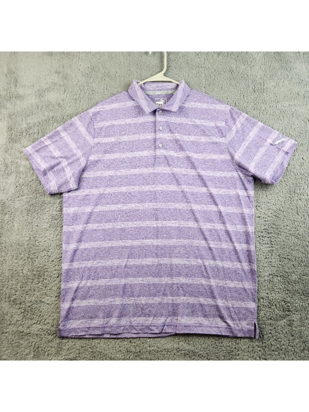 Puma‎ Polo Shirt Men’s Size Extra Large Dry Cell Performance Golf Striped Purple